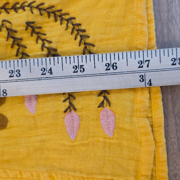 Avani Delamour Yellow Embroidered Boho Top Small NWT Floral V-Neck 3/4 Sleeve - Picture 6 of 13